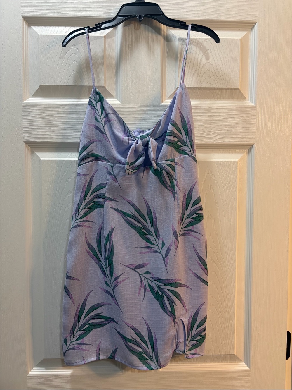 Blue Blush Lavender Slip Dress with Leaf Print